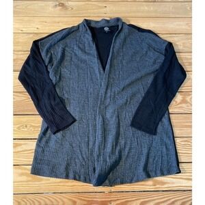 NEW Bobeau Waffle Knit Cardigan Size Small Women’s Black Gray Open Front